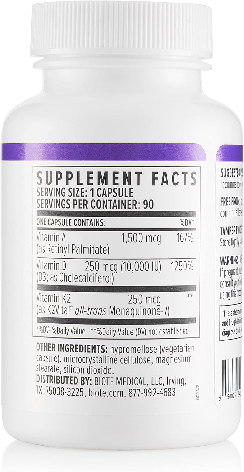 Biote ADK10 Supplement Facts Label Serving Size