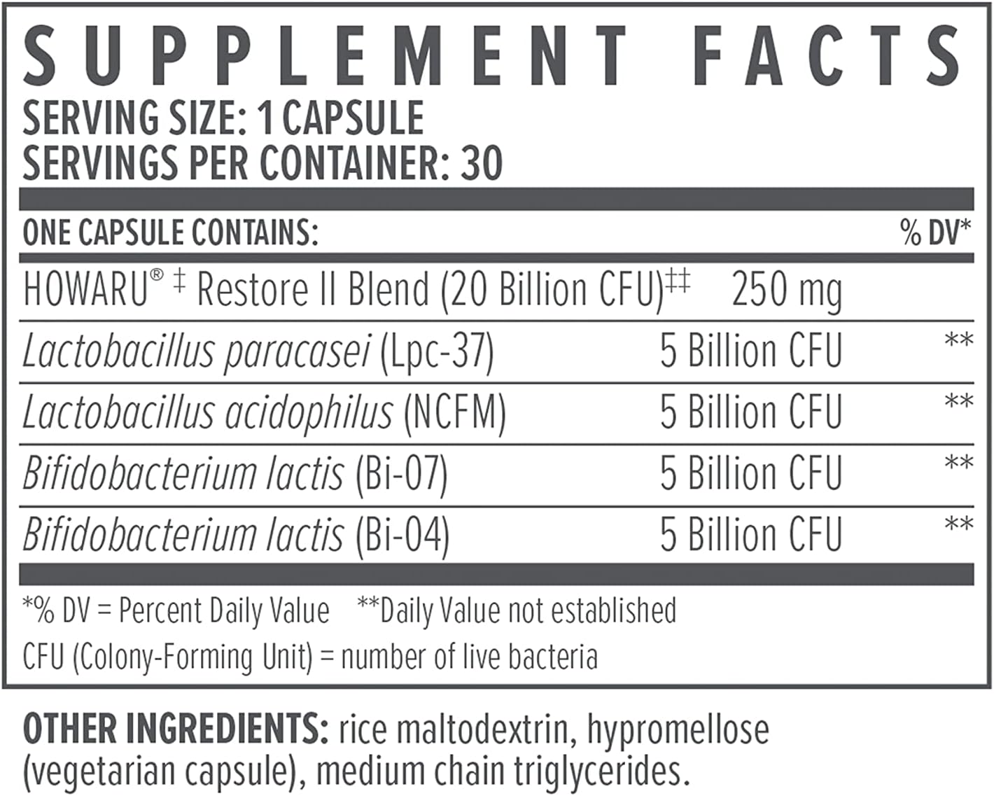 biote multi strain probiotic 20b supplement facts ingredients