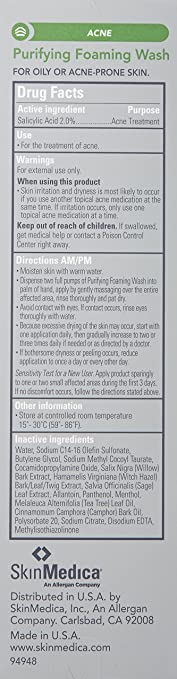 SkinMedica Purifying Foaming Wash Box Label
