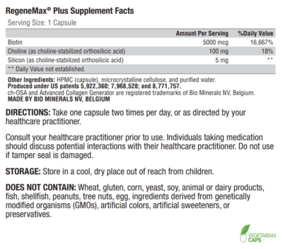RegeneMax Supplement Facts