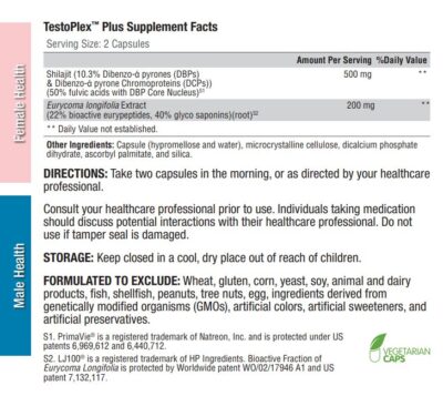 TestoPlex Plus Supplement Facts