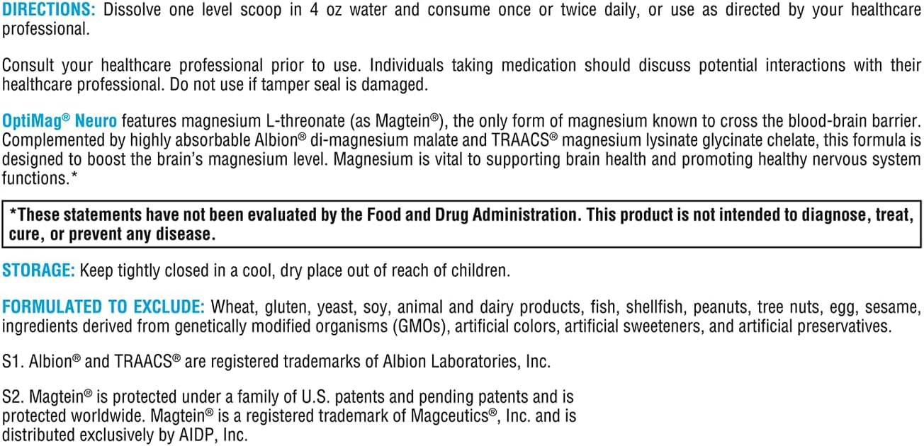 Xymogen Optimag Neuro - Directions - 60 servings - mixed Berry Flavor - suggested use