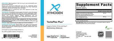 xymogen-testoplex-plus-60 capsules label supplement facts ingredients full label