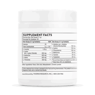 Thorne Amino Complex Ingredients Label