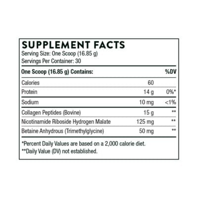 Thorne Collagen Fit Supplement Facts Box