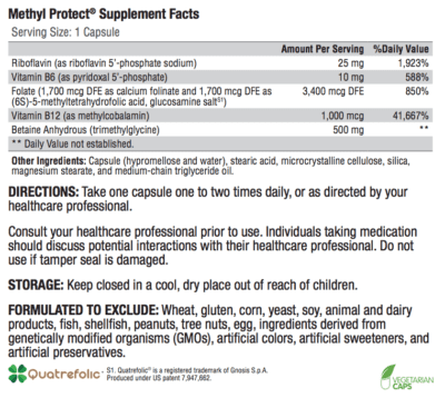 Methyl Protect Supplement Facts