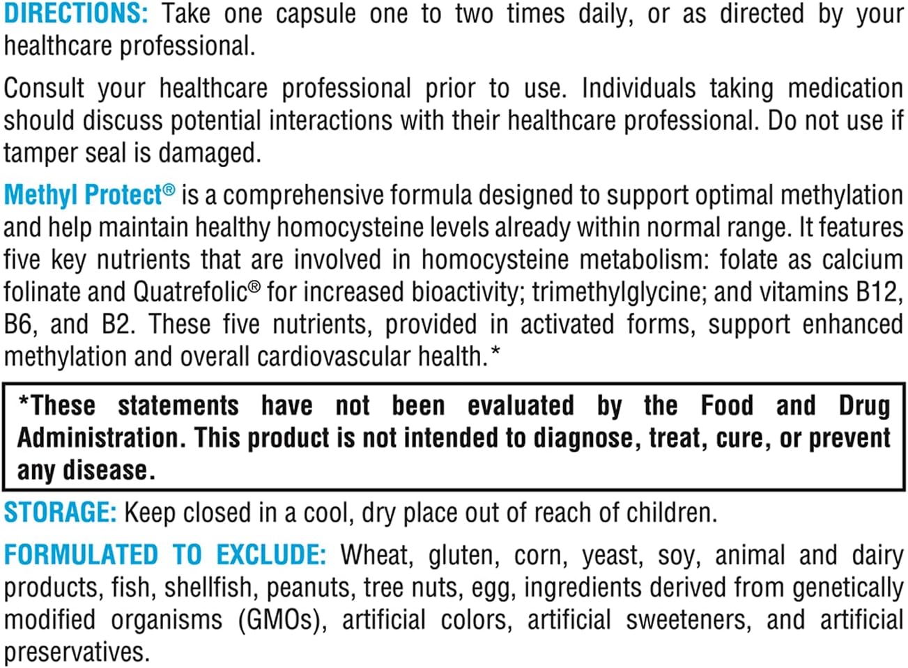Xymogen Methyl Protect 60 capsules ingredients how to use