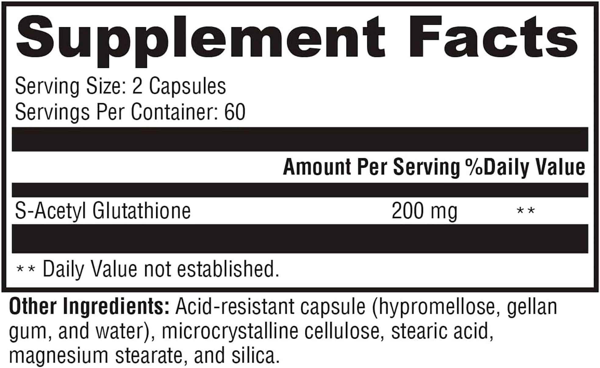 Xymogen S Acetyl Glutathione 120 capsules supplement facts