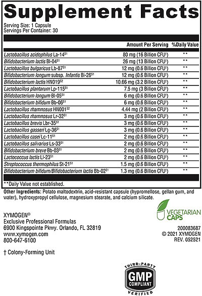 Xymogen Probiomax Complete DF Supplement Facts