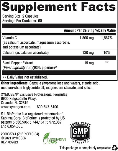 Xymogen Xcellent C 120 supplement facts