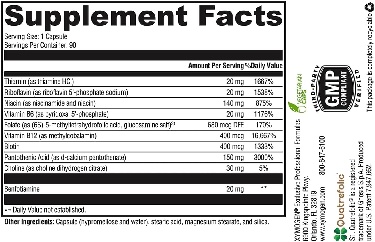xymogen b activ ingredients supplement facts label