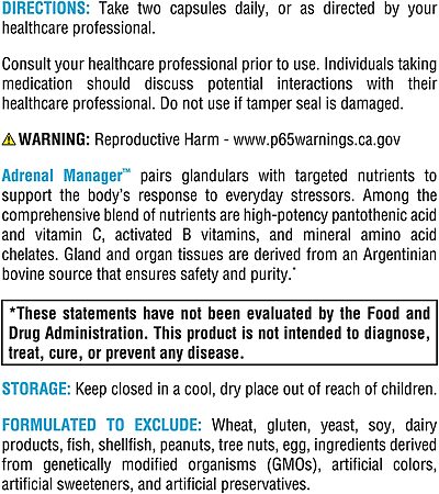 Xymogen Adrenal Manger 120 DIrections