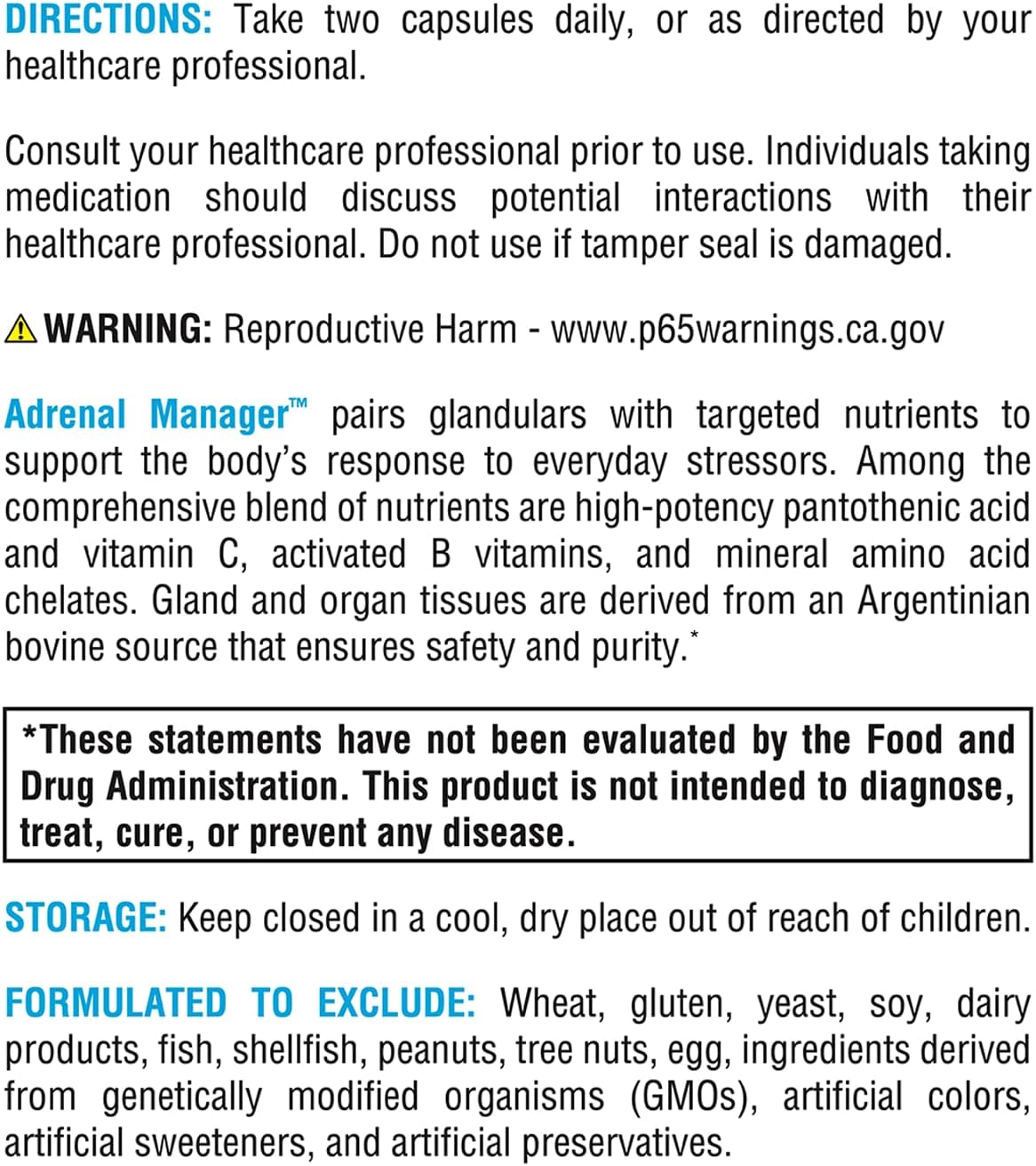 Xymogen Adrenal Manger 120 DIrections