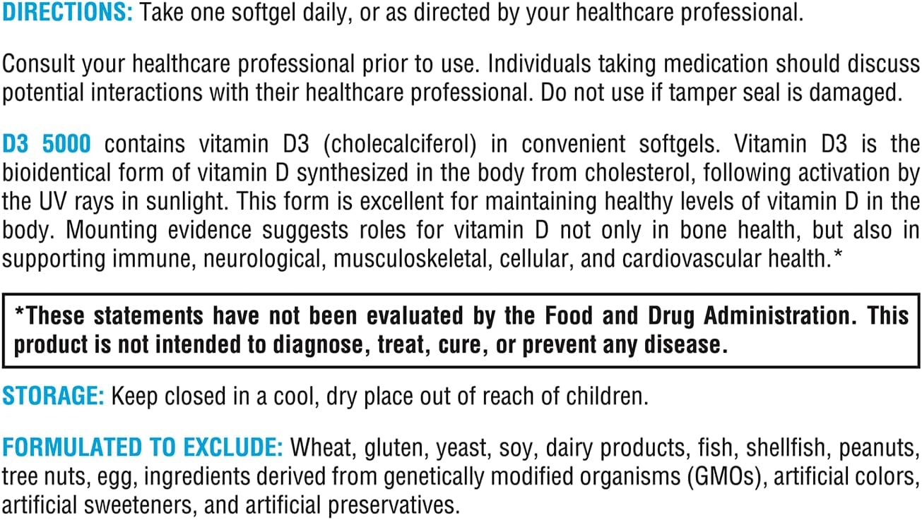 How to take Xymogen D3 5000 90 Softgels Directions