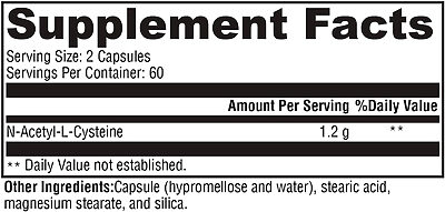 Xymogen NAC capsules supplement facts