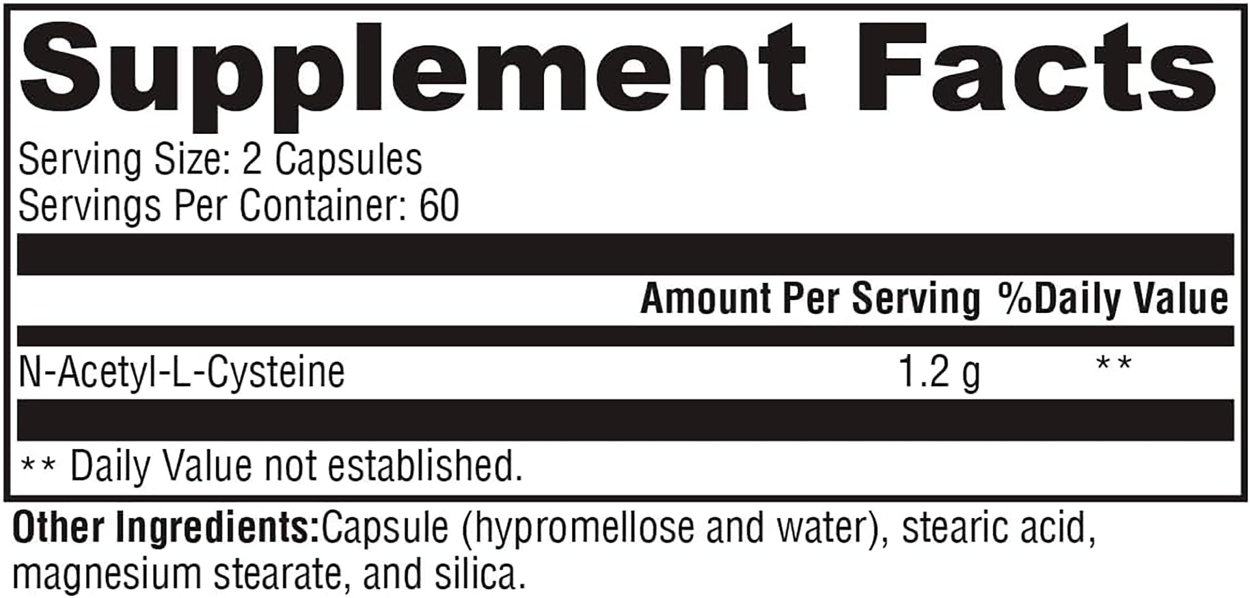 Xymogen NAC capsules supplement facts