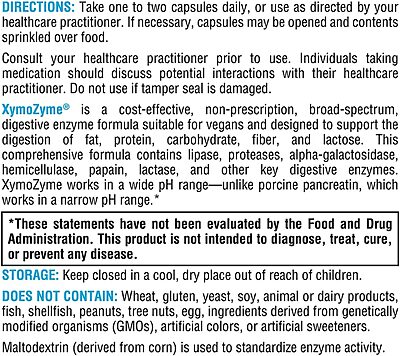 Xymogen XymoZyme 120 capsules directions label