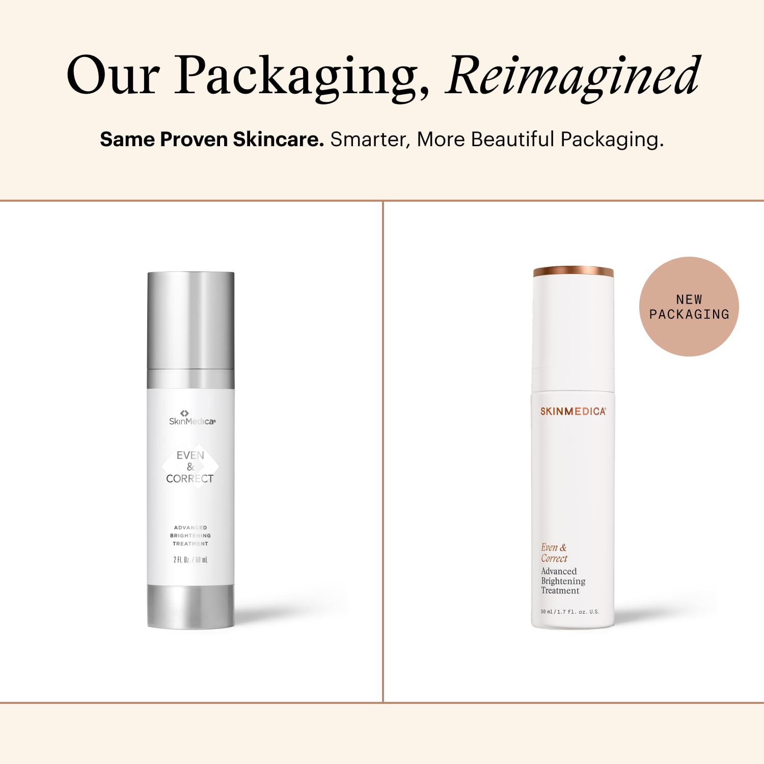 skinmedica even and correct advanced brightening treatment new packaging updated bottle