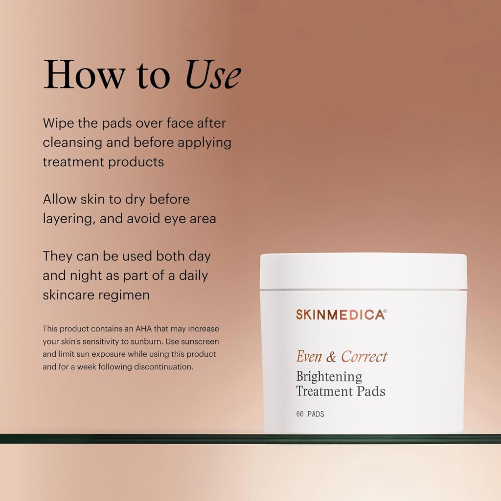 skinmedica even and correct brightening treatment pads directions how to use