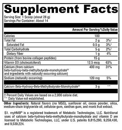 Xymogen Fit lean Food Collagen Mocha Latte Supplement Facts Label