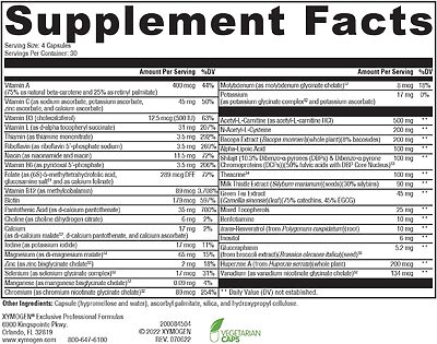 Xymogen ActivNutrients Performance 120 capsules supplement facts ingredients