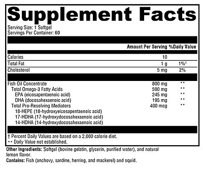 Xymogen OmegaPure PRM 60 softgels Ingredients