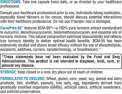 Xymogen CurcuPlex-95 Directions Label