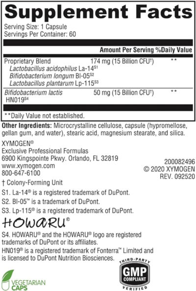 ProbioMax Daily DF 60 capsules supplement facts box