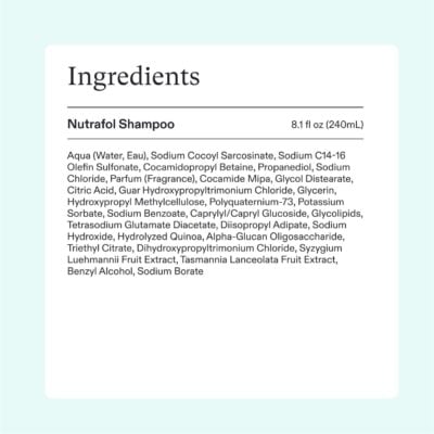 Complete Nutrafol Shampoo Ingredients LIst