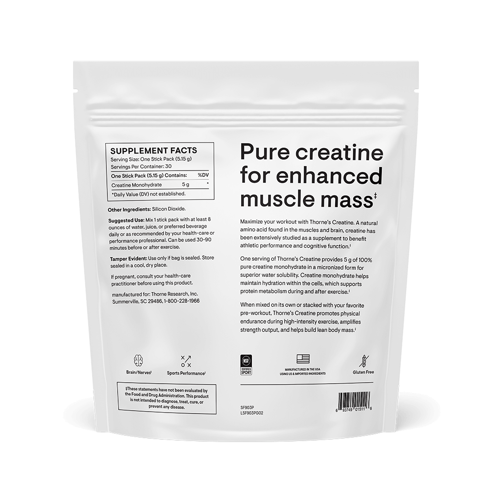 Thorne Creatine Travel Packs - back of bag